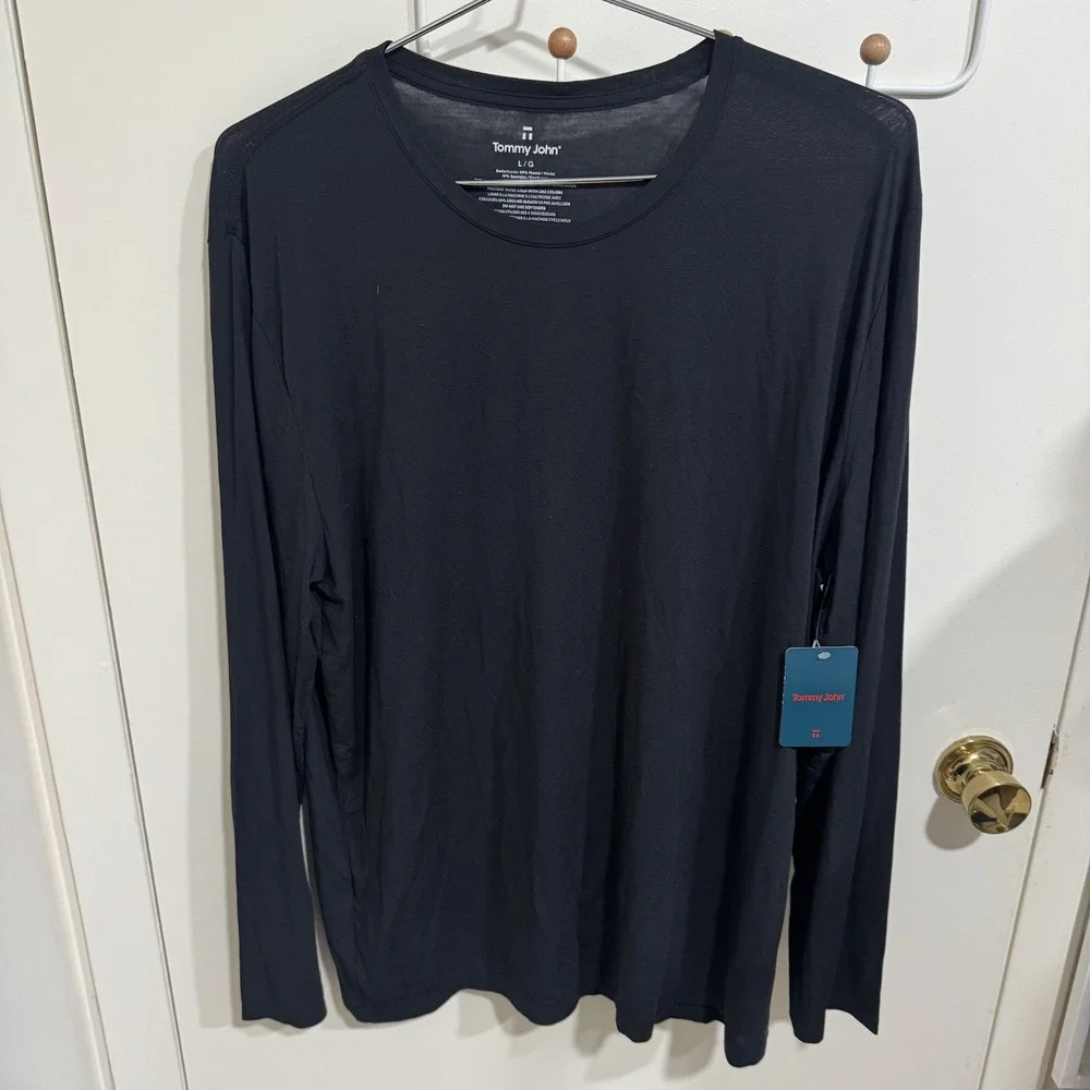 Tommy John Second Skin Pajama Black Long Sleeve Crew Neck Men's Size Large - NWT
